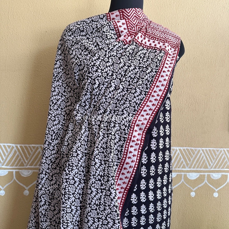 Black-White Bagh Print Cotton Suit BCSP0134