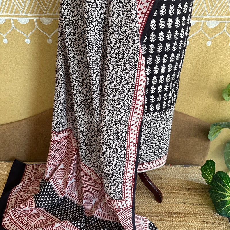 Black-White Bagh Print Cotton Suit BCSP0134