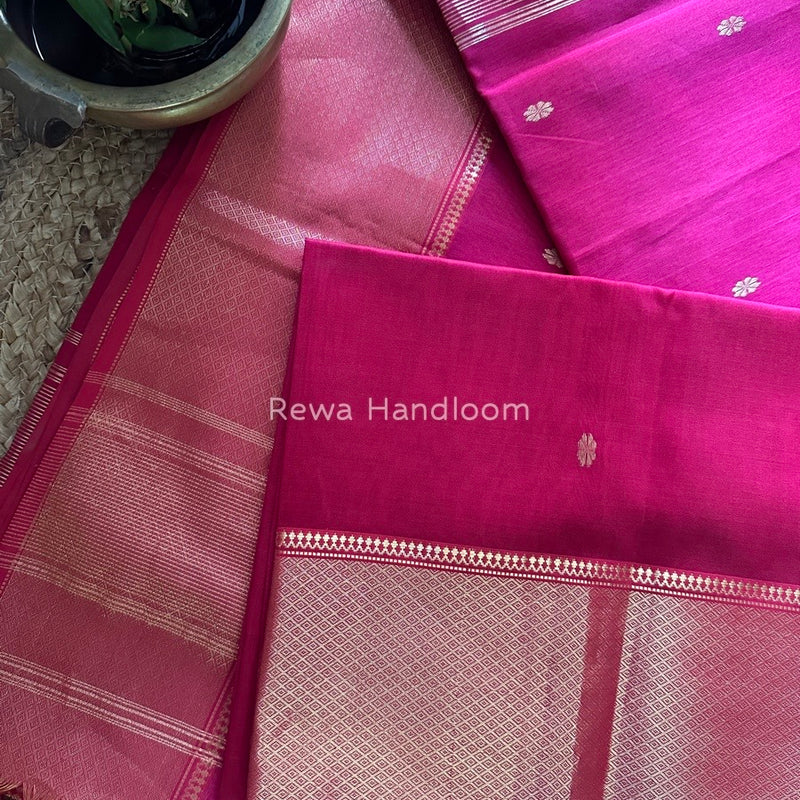 Maheshwari Rani Pink Zari Skirt Butti Saree ZSB062