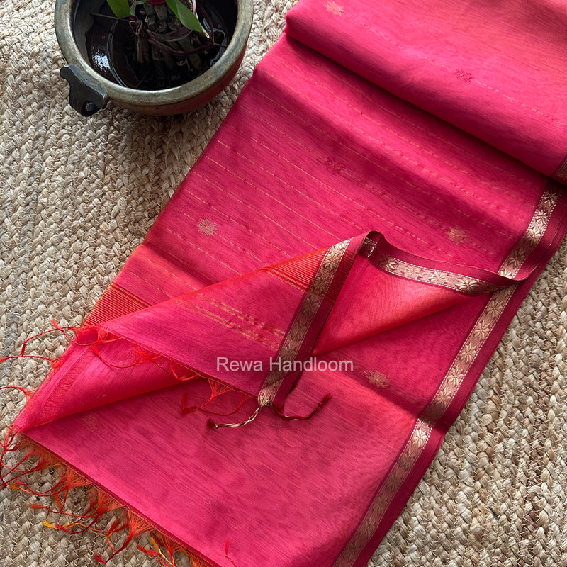 Pink Lining Butti Shaded Maheshwari Saree SBS0143