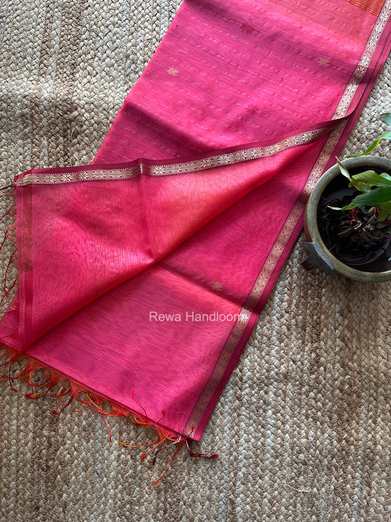 Pink Lining Butti Shaded Maheshwari Saree SBS0143