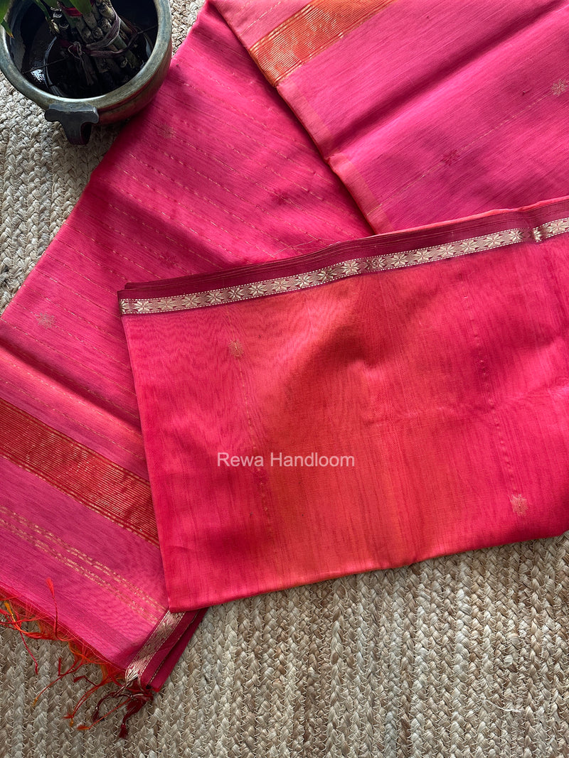Pink Lining Butti Shaded Maheshwari Saree SBS0143