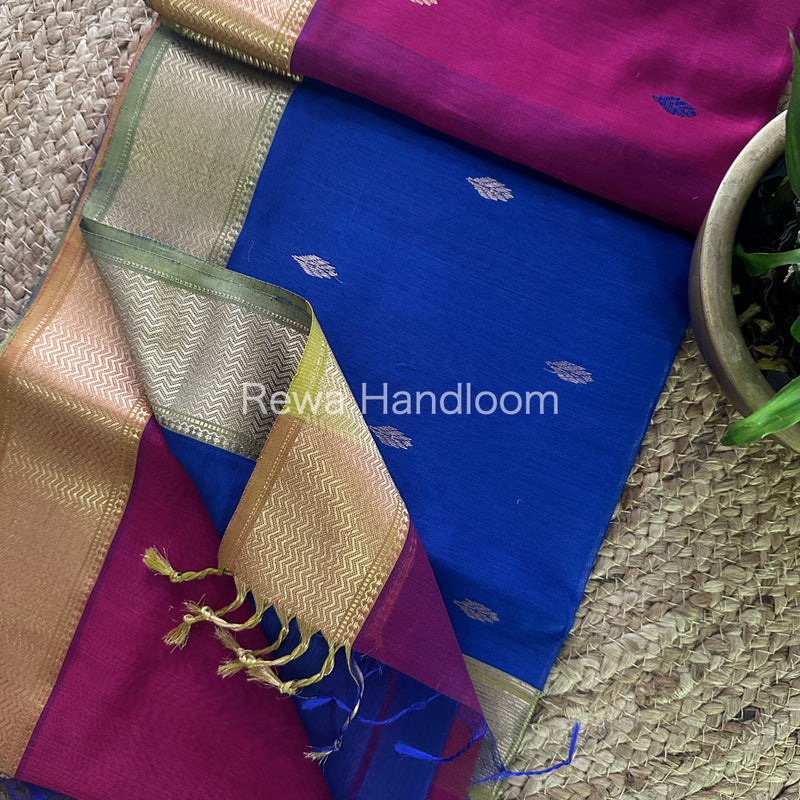Purple Zari Butti ~ Maheshwari Saree-PTB087