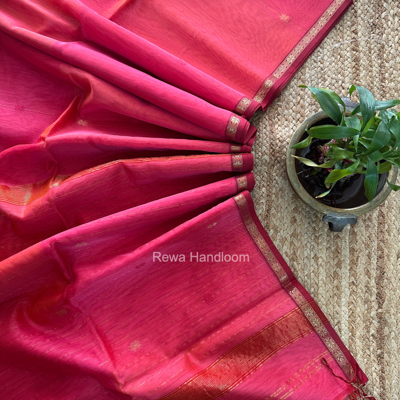 Pink Lining Butti Shaded Maheshwari Saree SBS0143