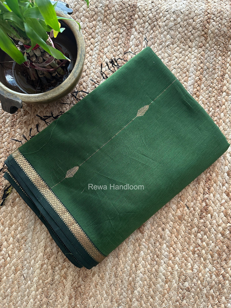 Mehendi Green Lining Butti Shaded Maheshwari Saree SBS0148