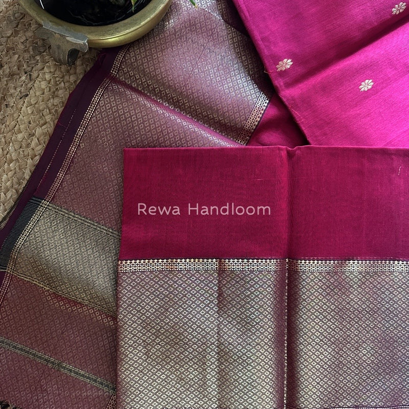 Maheshwari Rani Pink Zari Skirt Butti Saree ZSB059