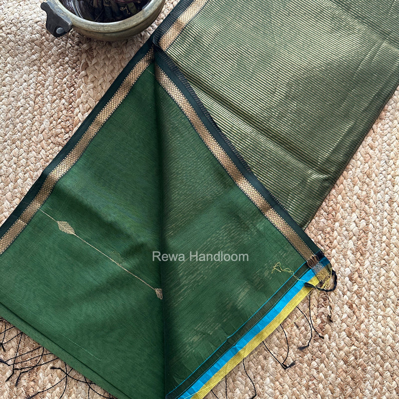 Mehendi Green Lining Butti Shaded Maheshwari Saree SBS0148