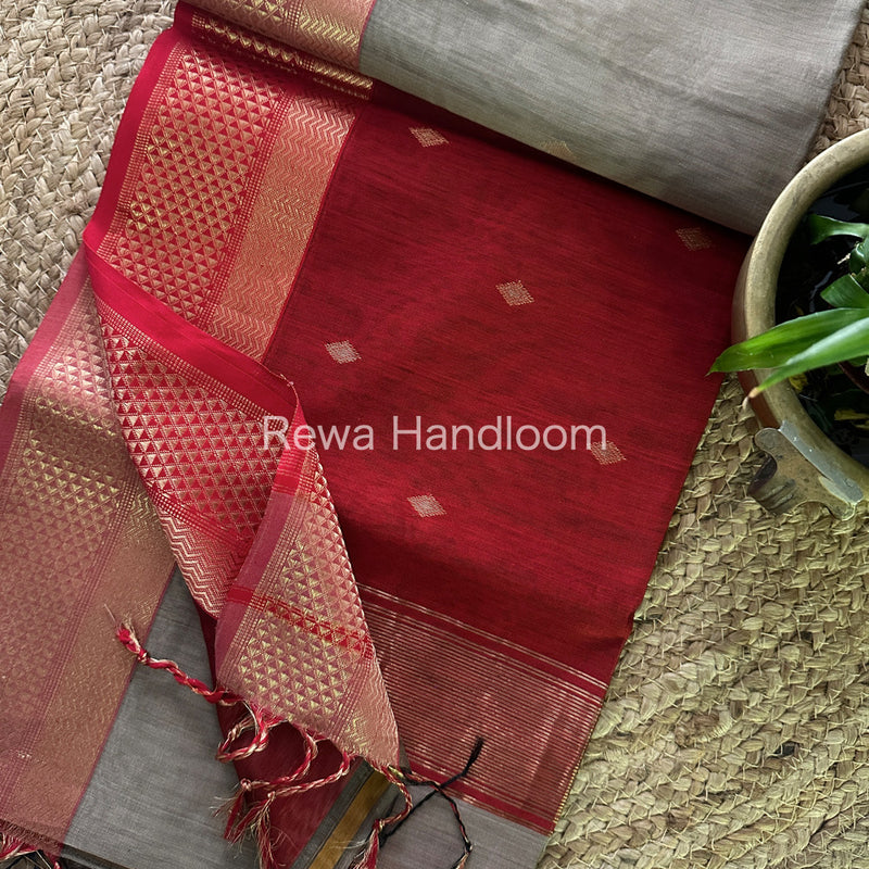 Tussar Zari Butti ~ Maheshwari Saree-PTB088