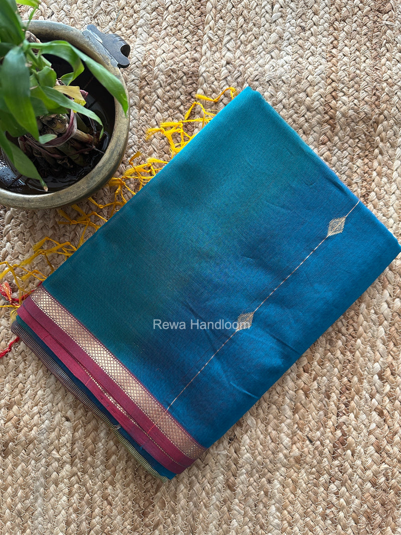 Rama Green Lining Butti Shaded Maheshwari Saree SBS0150