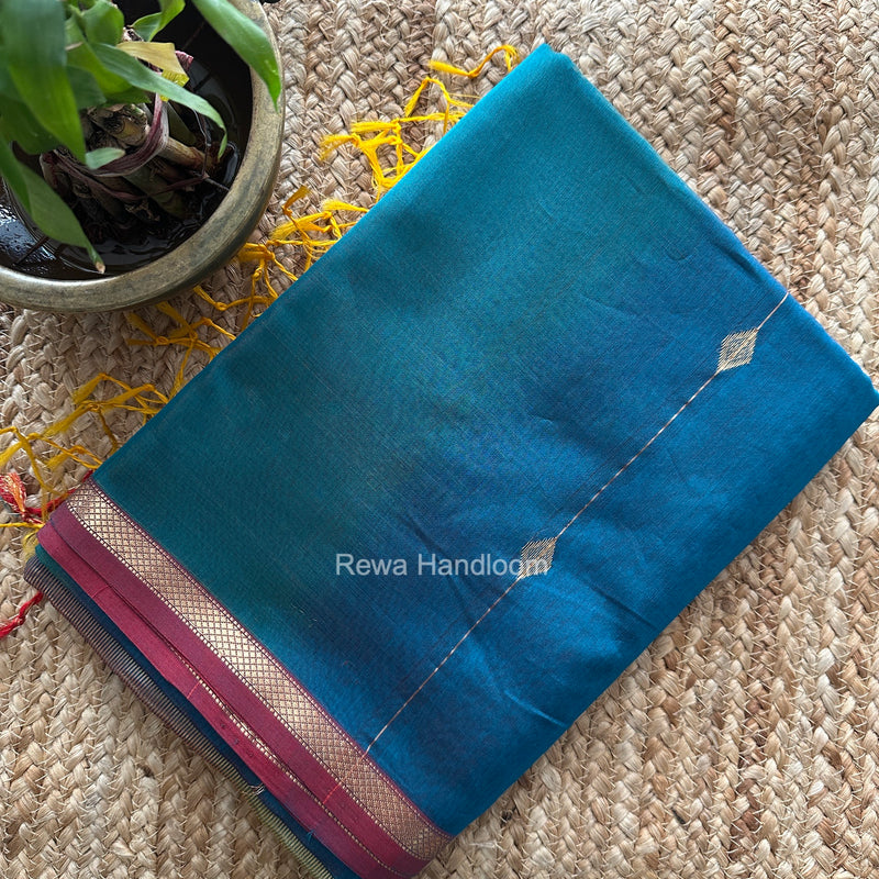 Rama Green Lining Butti Shaded Maheshwari Saree SBS0150