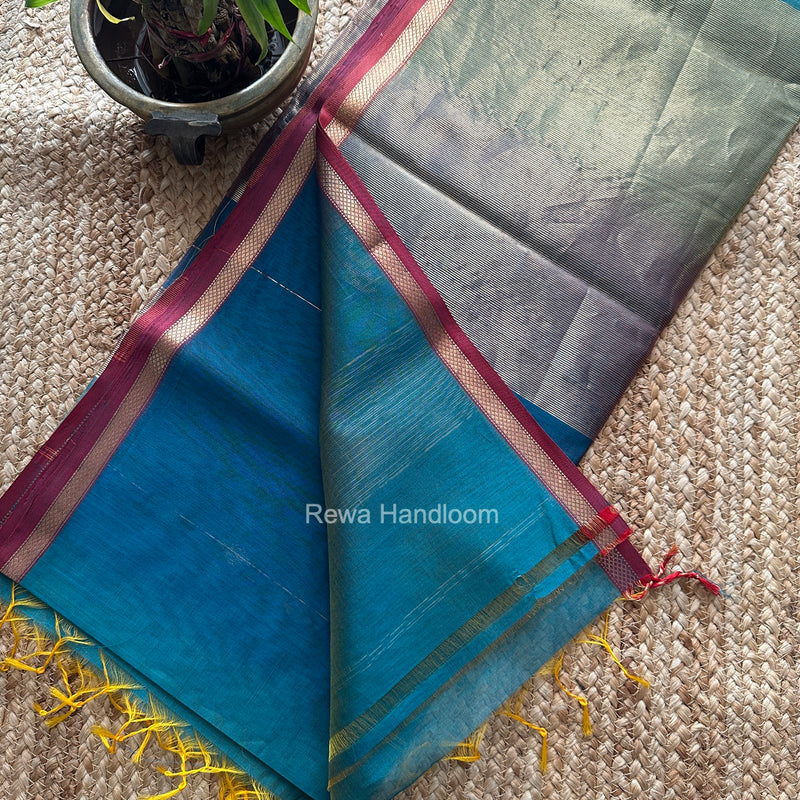 Rama Green Lining Butti Shaded Maheshwari Saree SBS0150