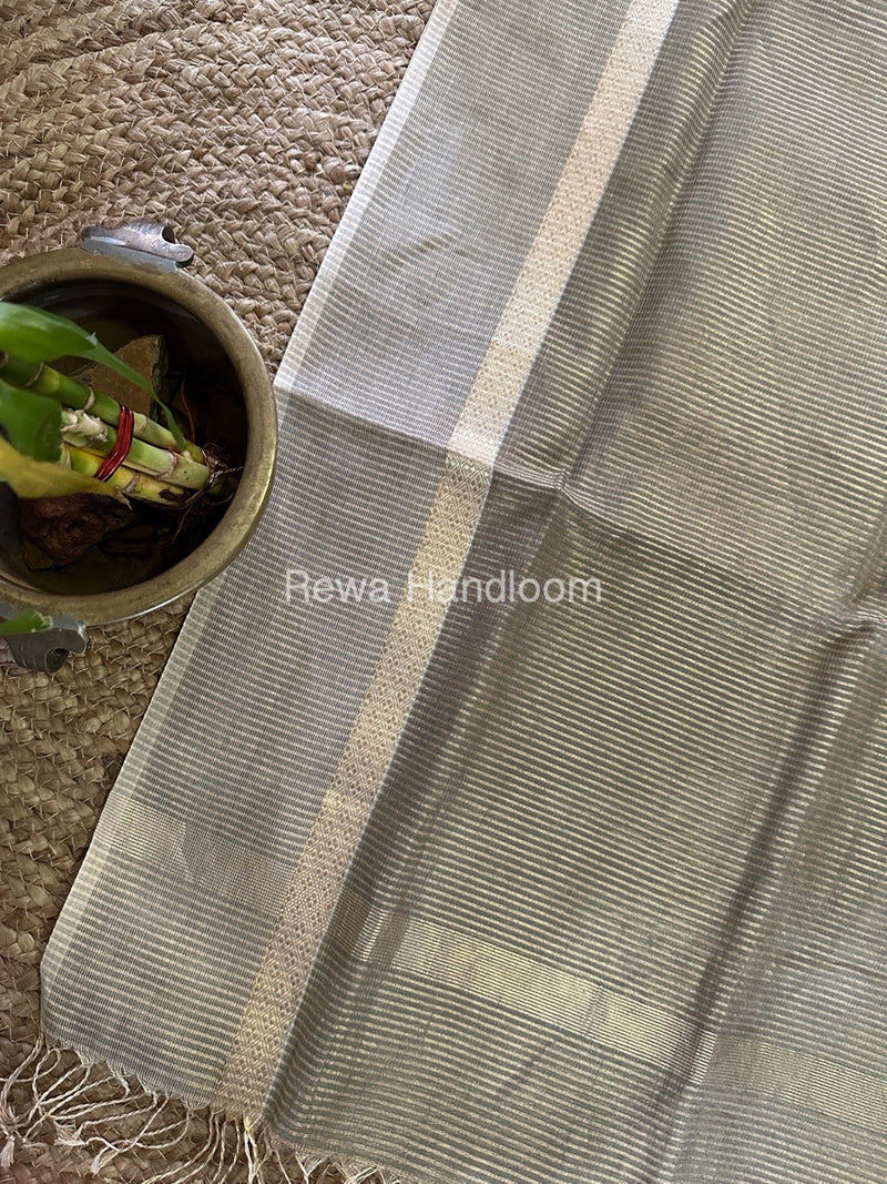Maheshwari Olive Green Tissue Dupatta TDZ028