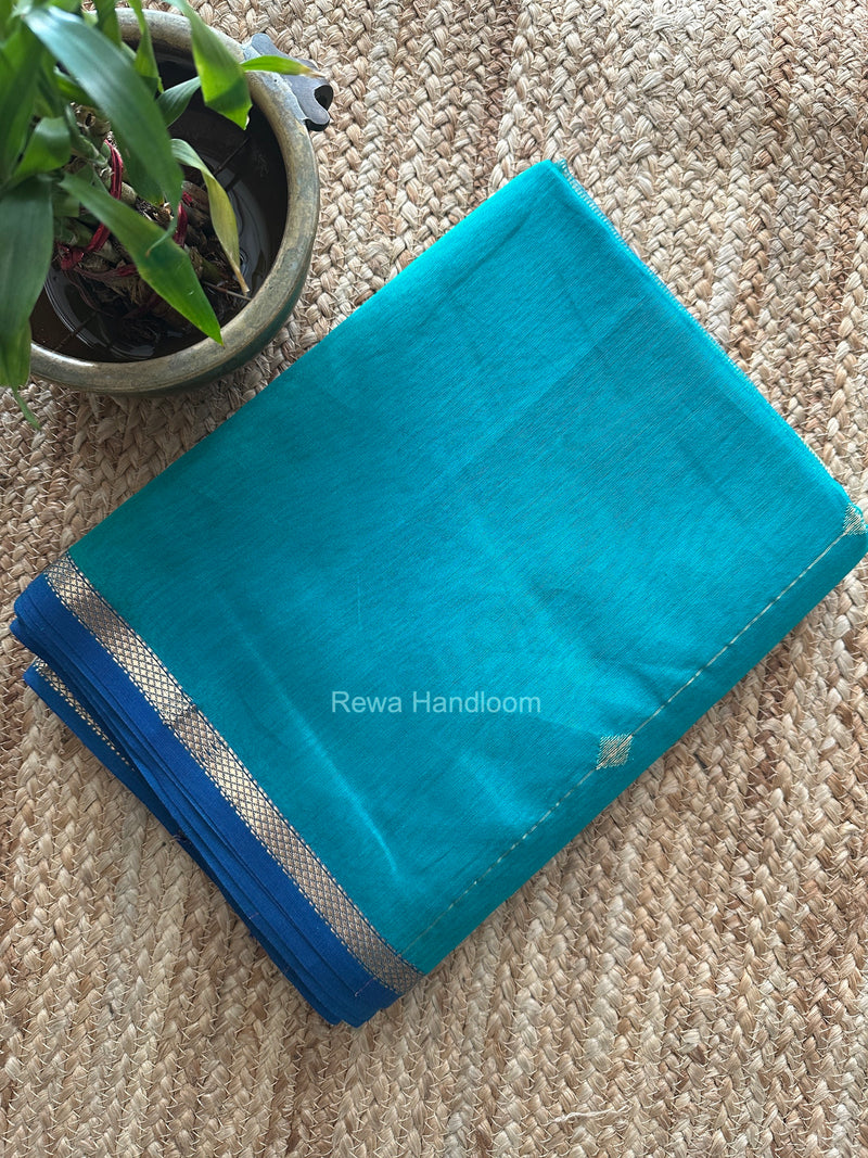 Sea Green Lining Butti Shaded Maheshwari Saree SBS0152