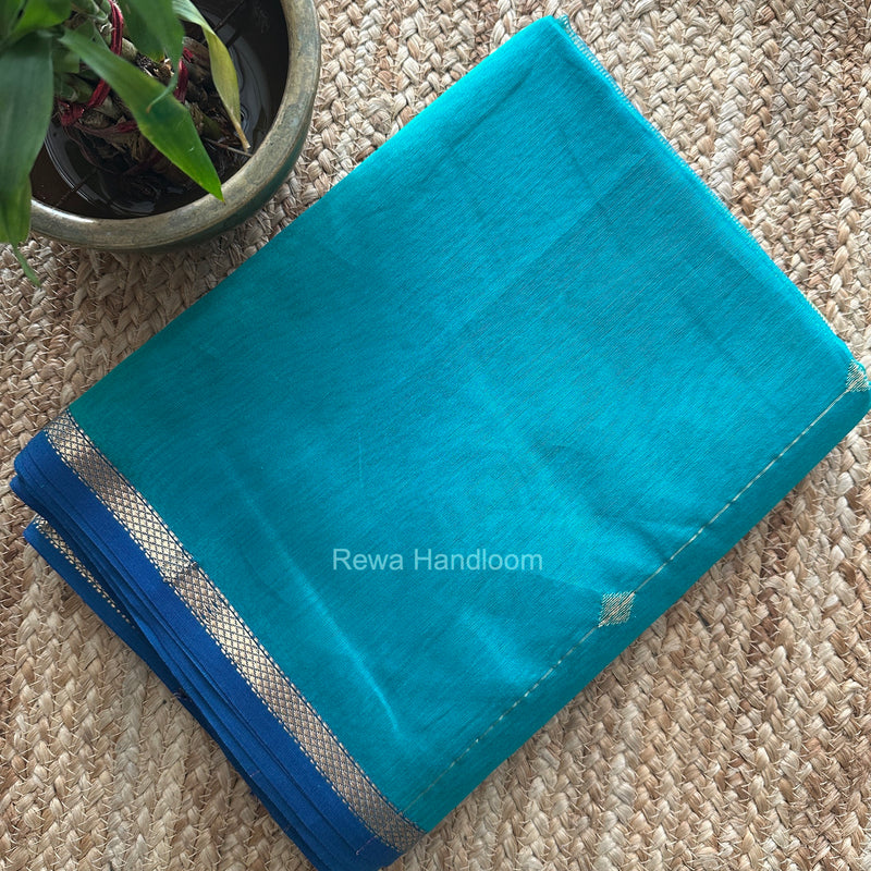 Sea Green Lining Butti Shaded Maheshwari Saree SBS0152
