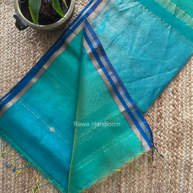 Sea Green Lining Butti Shaded Maheshwari Saree SBS0152