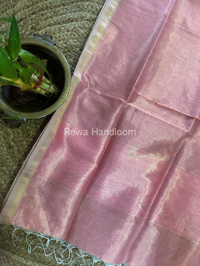 Maheshwari Pink Tissue Lining Dupatta TLD04