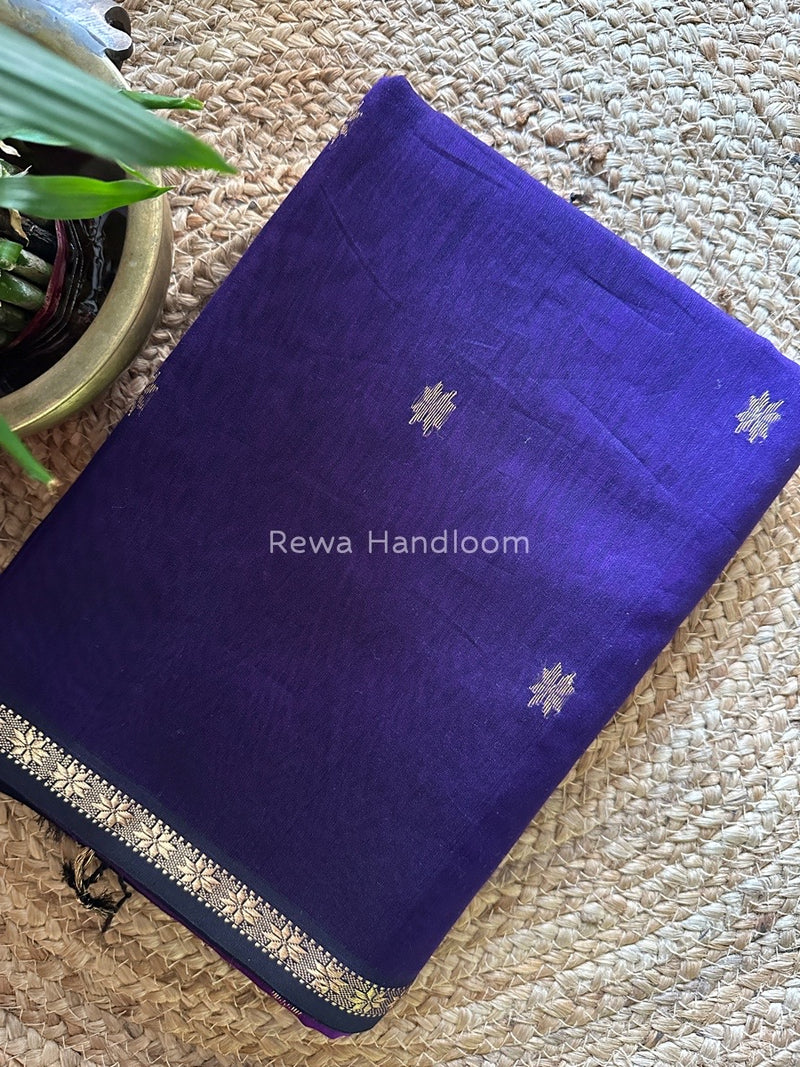 Violet-Magenta Zari Butti Maheshwari Saree SBS0023