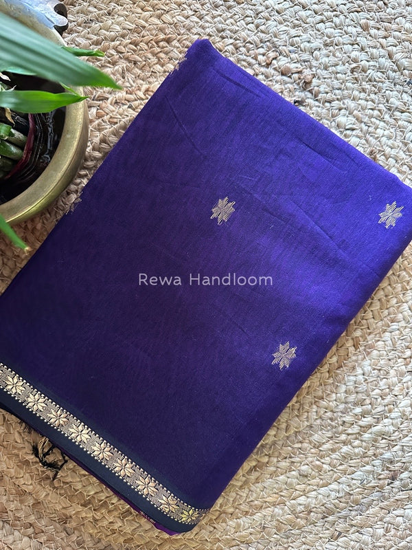 Violet-Magenta Zari Butti Maheshwari Saree SBS0023