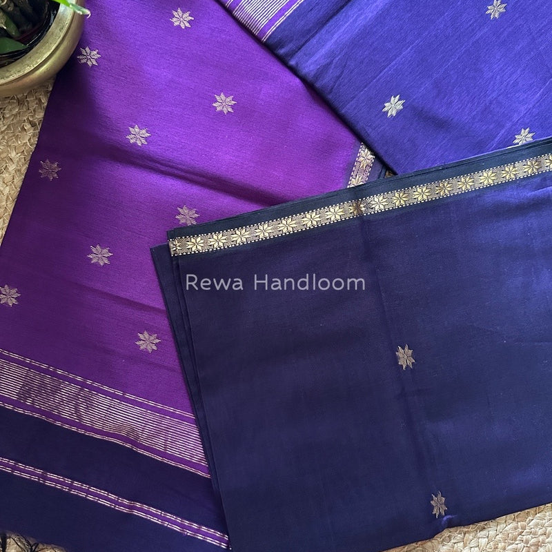 Violet-Magenta Zari Butti Maheshwari Saree SBS0023