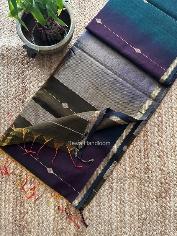 Wine Lining Butti Shaded Maheshwari Saree SBS0140