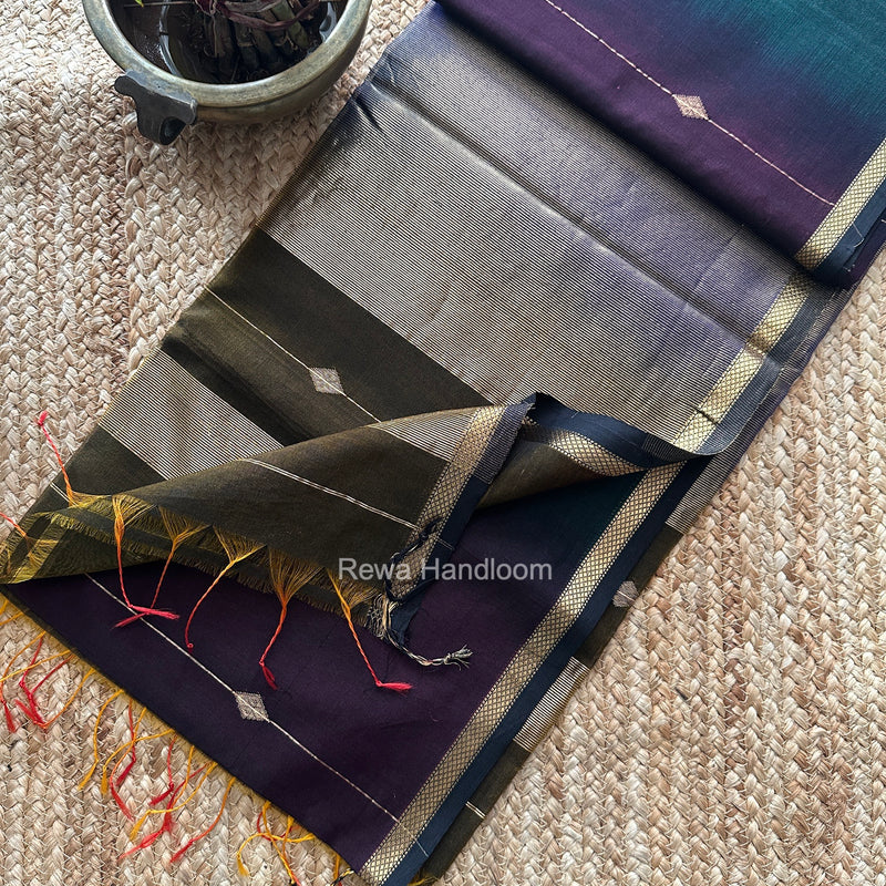 Wine Lining Butti Shaded Maheshwari Saree SBS0140
