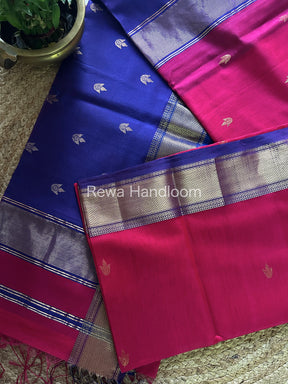 Rani Pink Zari Butti ~ Maheshwari Saree-PTB094