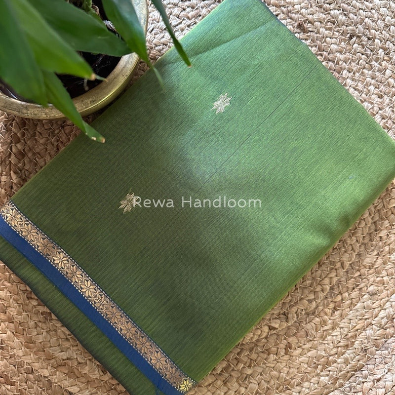 Green-Blue Zari Butti Maheshwari Saree SBS0024