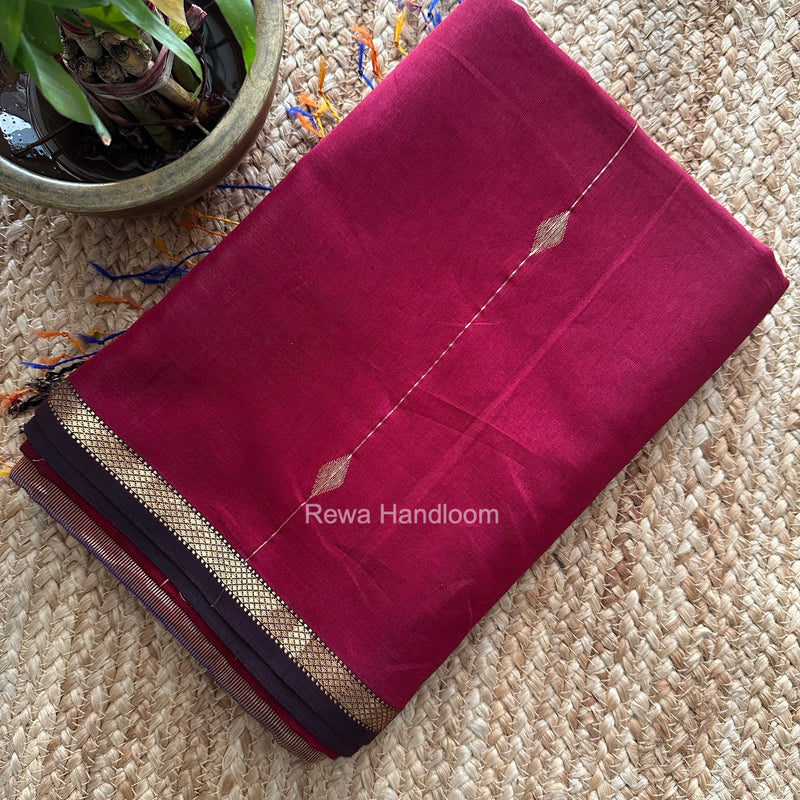 Maroon Lining Butti Shaded Maheshwari Saree SBS0149