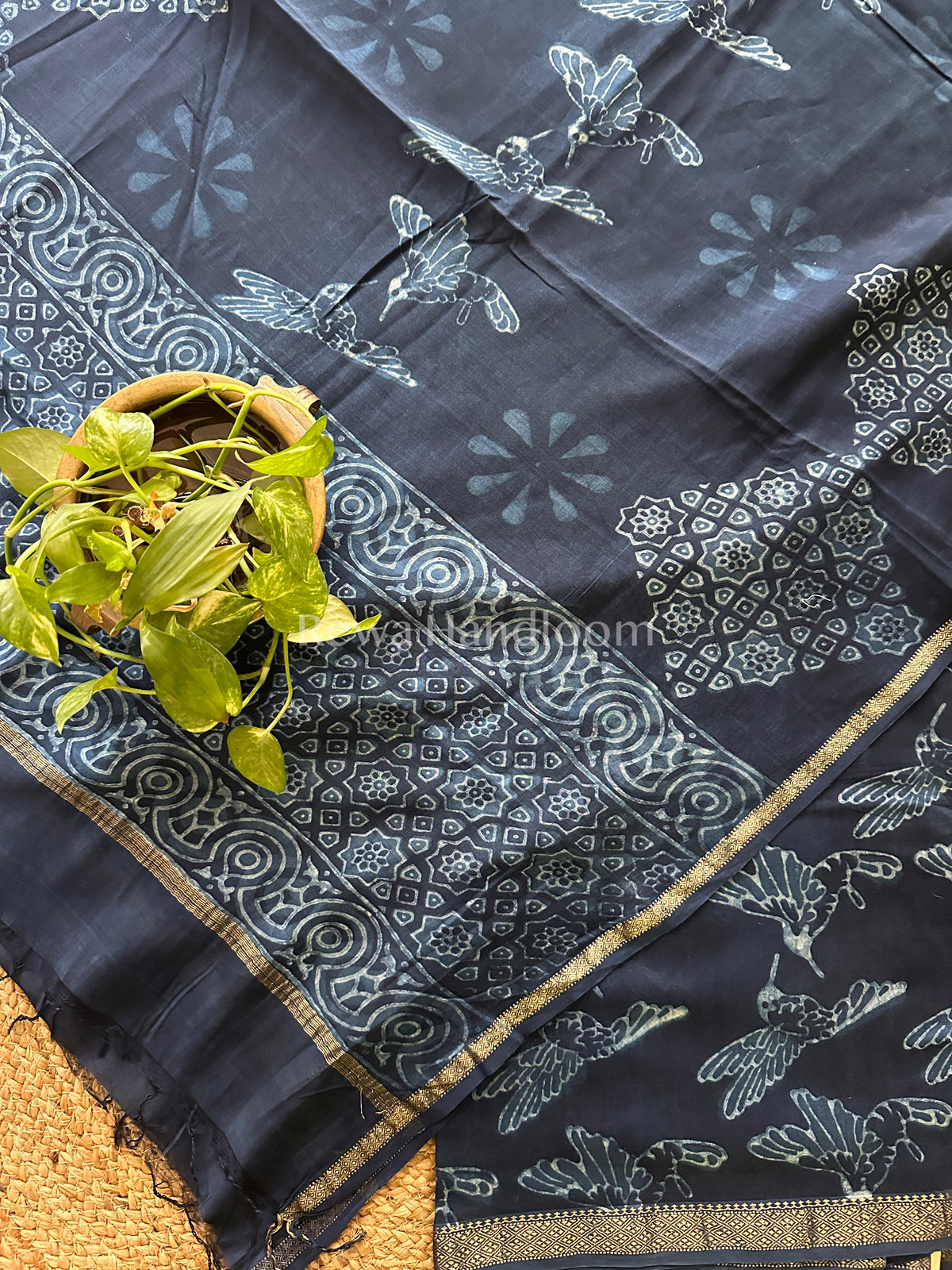 Maheshwari Indigo Print Suit ~IG03