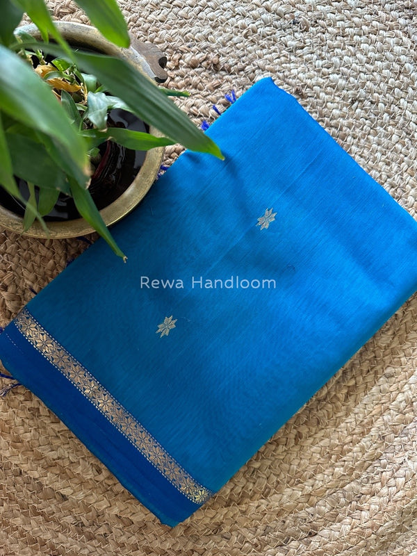 Morpankhi-Blue Zari Butti Maheshwari Saree SBS0026