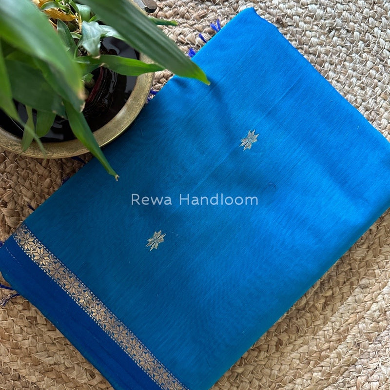 Morpankhi-Blue Zari Butti Maheshwari Saree SBS0026