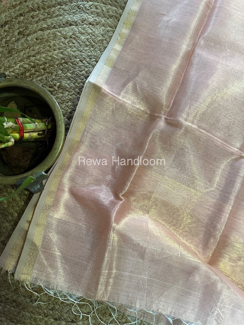 Maheshwari Peach Tissue Lining Dupatta TLD07