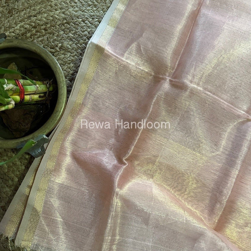 Maheshwari Peach Tissue Lining Dupatta TLD07