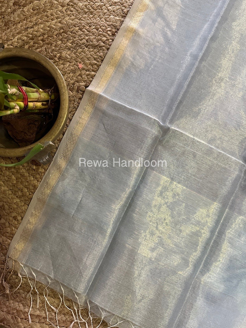Maheshwari Grey Tissue Lining Dupatta TLD08