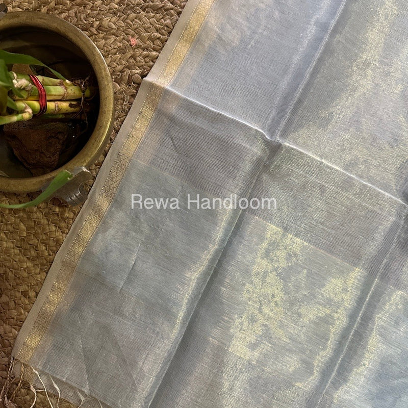 Maheshwari Grey Tissue Lining Dupatta TLD08