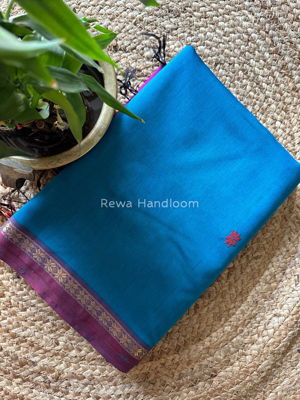 Rama Green-Magenta Zari Butti Maheshwari Saree SBS0030