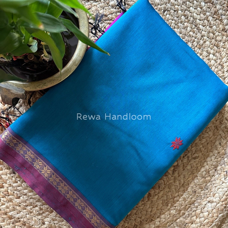 Rama Green-Magenta Zari Butti Maheshwari Saree SBS0030