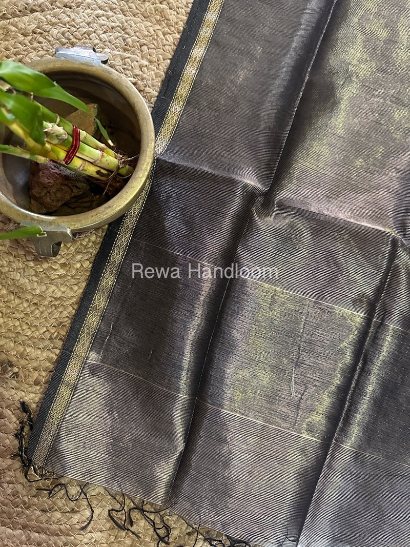 Maheshwari Black Tissue Lining Dupatta TLD01