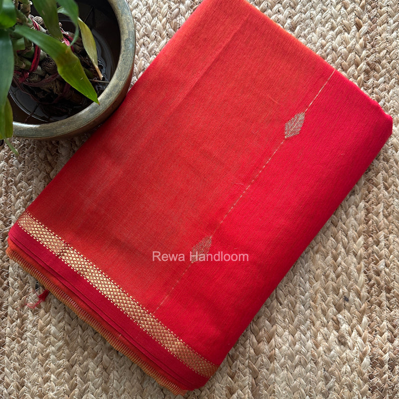 Red Lining Butti Shaded Maheshwari Saree SBS0142