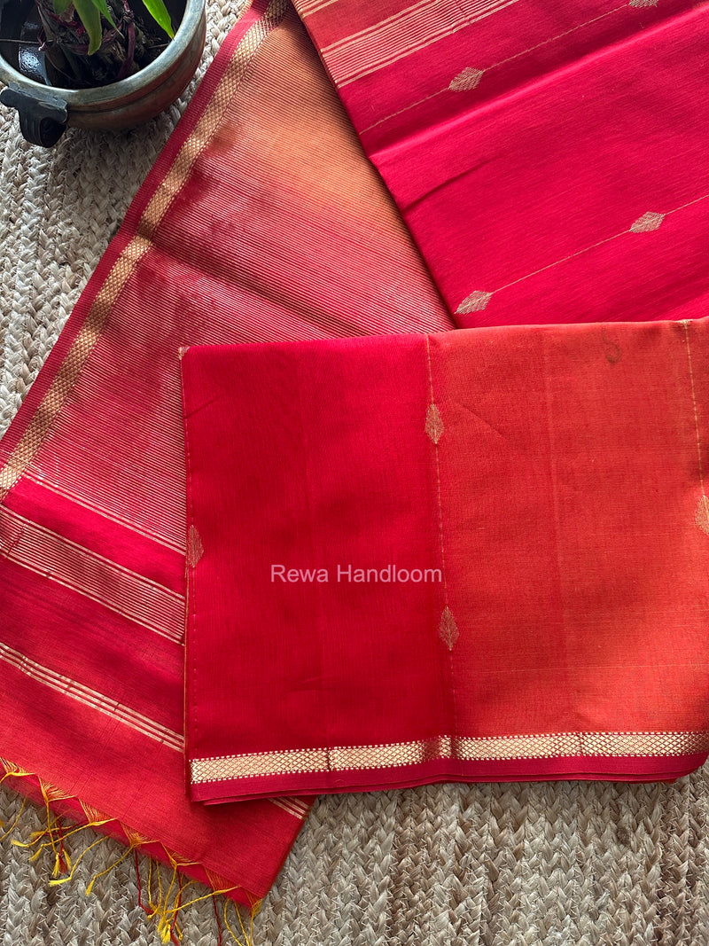 Red Lining Butti Shaded Maheshwari Saree SBS0142