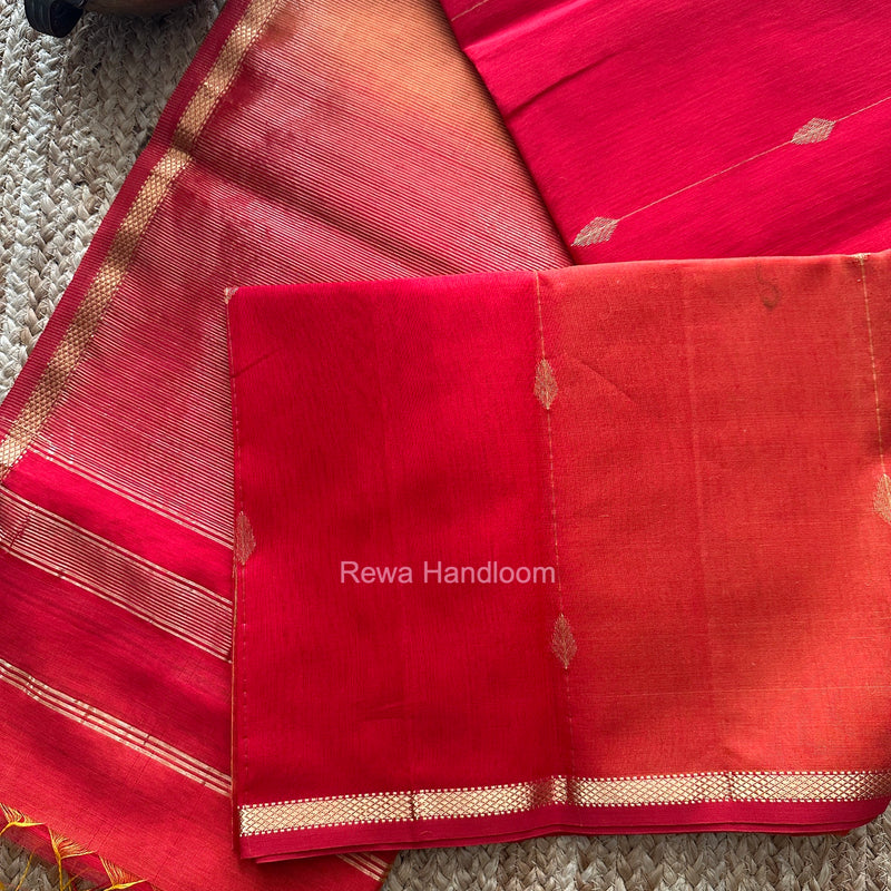 Red Lining Butti Shaded Maheshwari Saree SBS0142