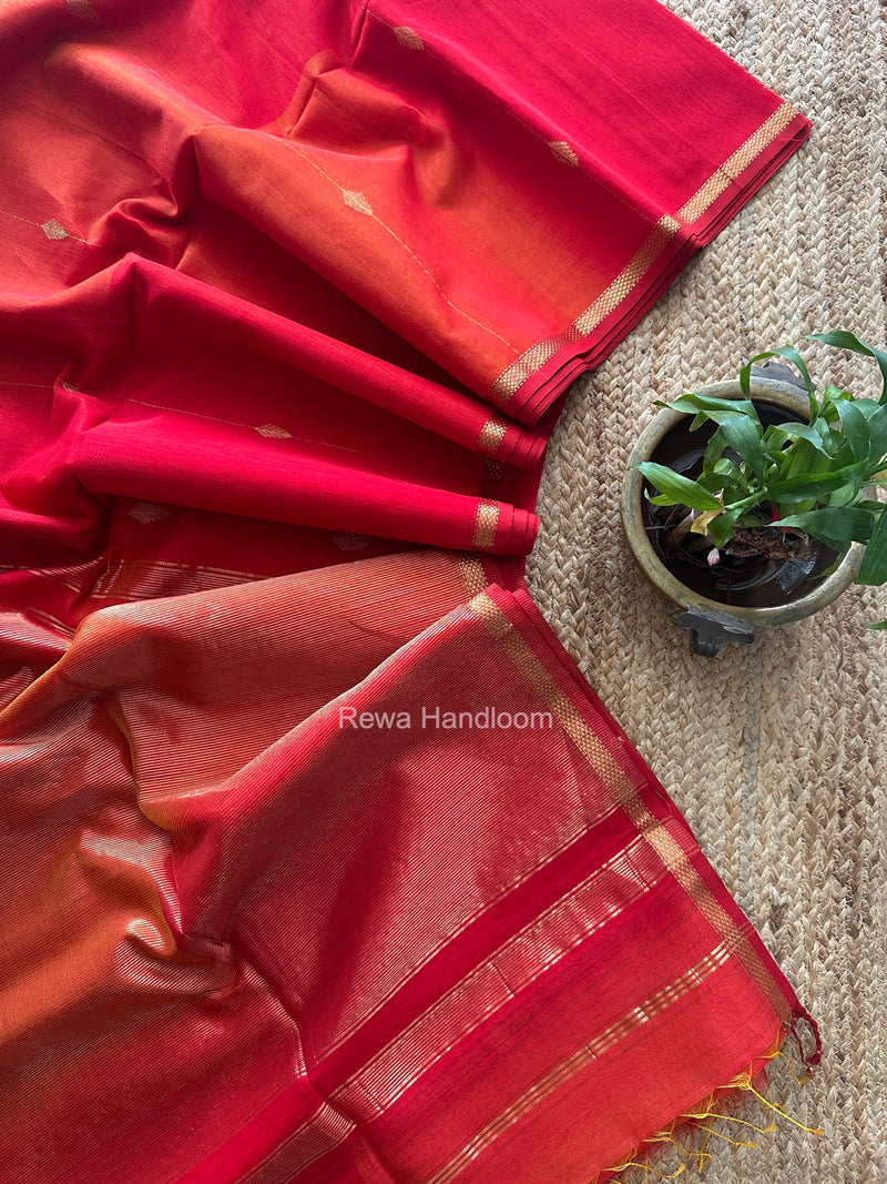 Red Lining Butti Shaded Maheshwari Saree SBS0142
