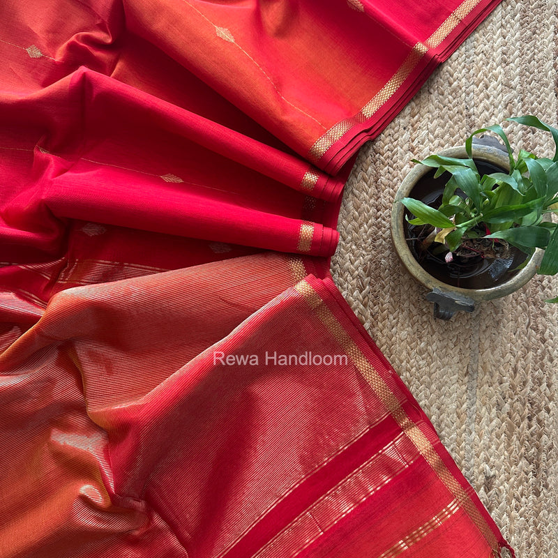 Red Lining Butti Shaded Maheshwari Saree SBS0142