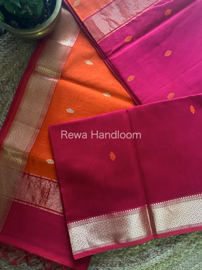 Rani Pink Zari Butti ~ Maheshwari Saree-PTB085