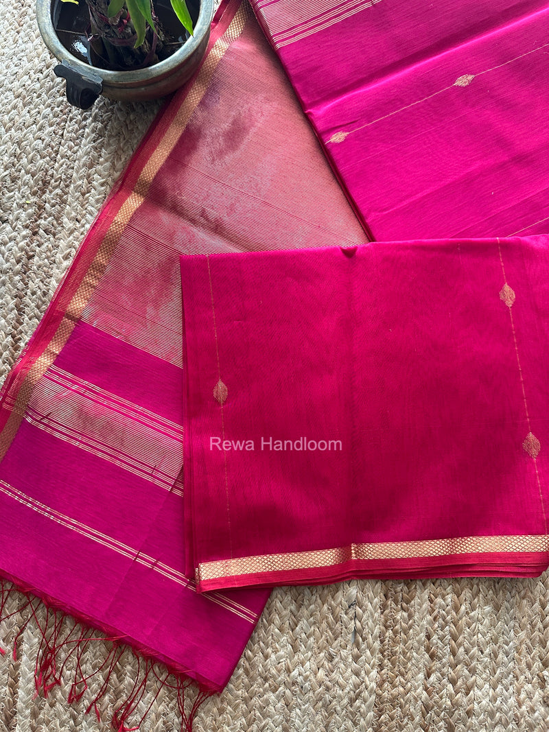 Rani Pink Lining Butti Shaded Maheshwari Saree SBS0141