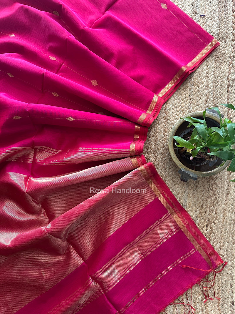 Rani Pink Lining Butti Shaded Maheshwari Saree SBS0141