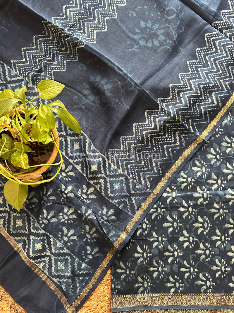 Maheshwari Indigo Print Suit IG02