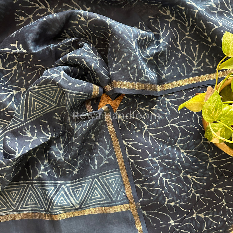 Maheshwari Indigo Print Suit ~ IG07
