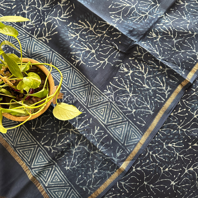 Maheshwari Indigo Print Suit ~ IG07