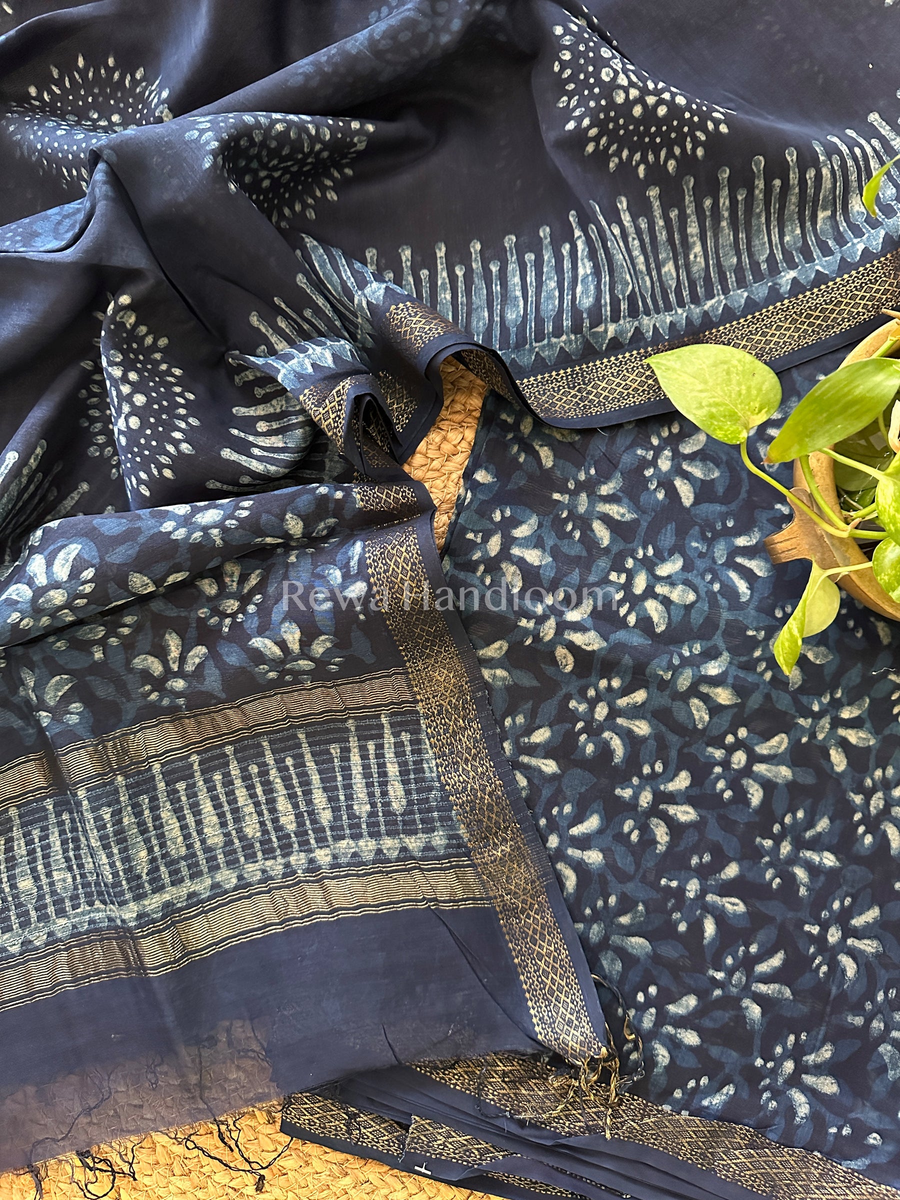 Maheshwari Indigo Print Suit ~ IG08